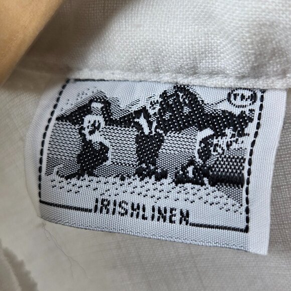 Edward Irish 100% Irish Linen Women White Metallic Gold Floral Embroidered 3X - Picture 7 of 9
